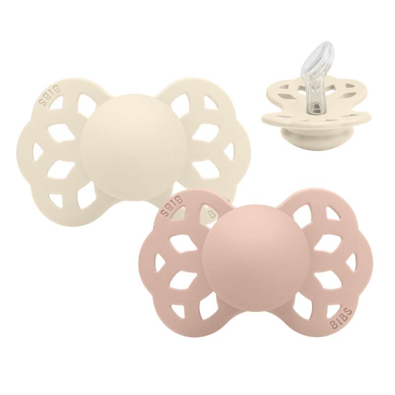 BIBS Anatomisk Infinity Pacifier - 2-Pack - Size 1 - Silicone - Ivory/Blush