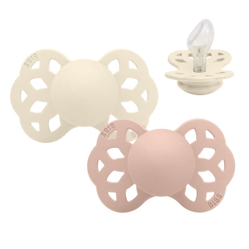 BIBS Anatomisk Infinity Pacifier - 2-Pack - Size 2 - Silicone - Ivory/Blush