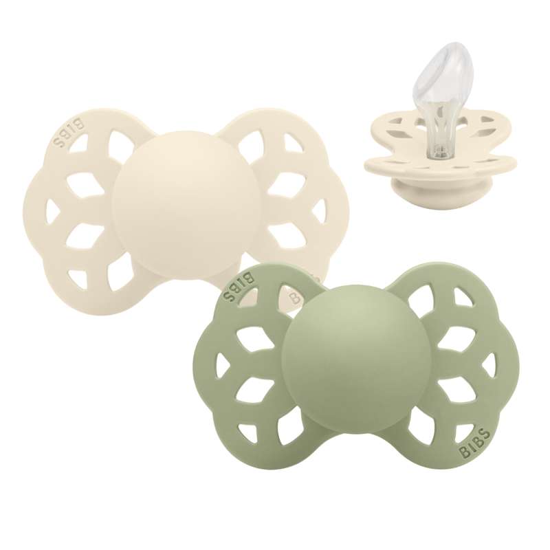 BIBS Anatomisk Infinity Pacifier - 2-Pack - Size 2 - Silicone - Ivory/Sage