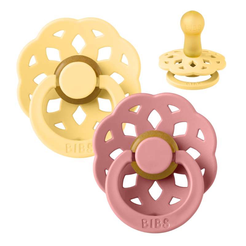 BIBS Boheme Pacifier - 2-Pack - Size 2 - Natural rubber - Pale Butter/Dusty Pink