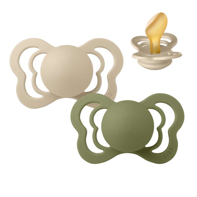 BIBS Couture Pacifier - 2-Pack - Size 2 - Natural rubber - Vanilla/Olive