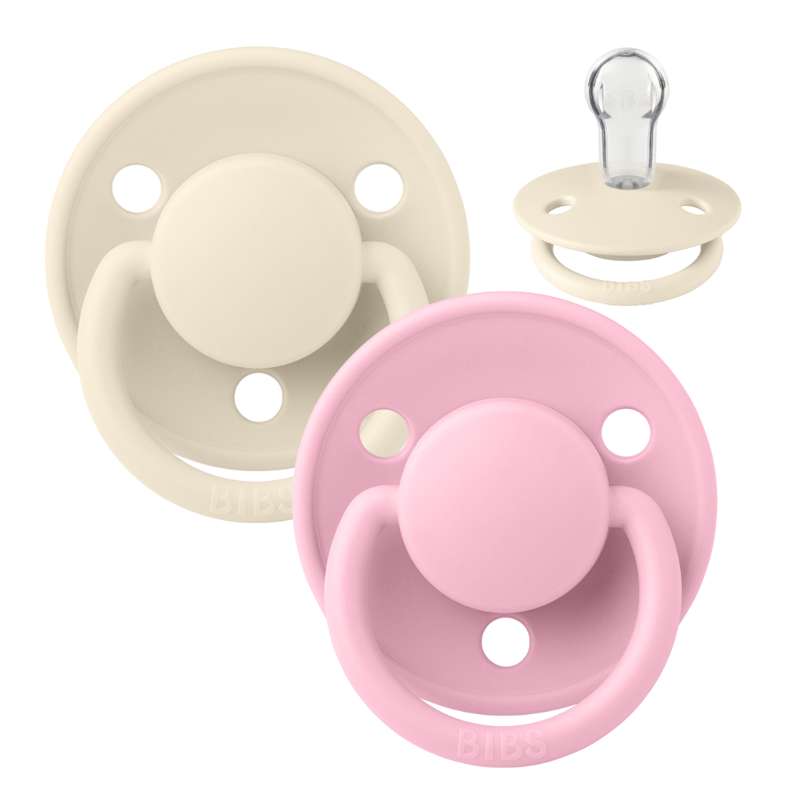 BIBS De Lux Pacifier - 2-Pack - Onesize - Silicone - Ivory/Baby Pink
