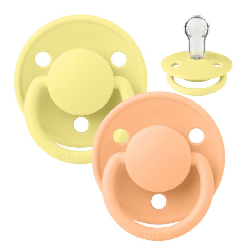 BIBS De Lux Pacifier - 2-Pack - Onesize - Silicone - Sunshine/Peach Sunset
