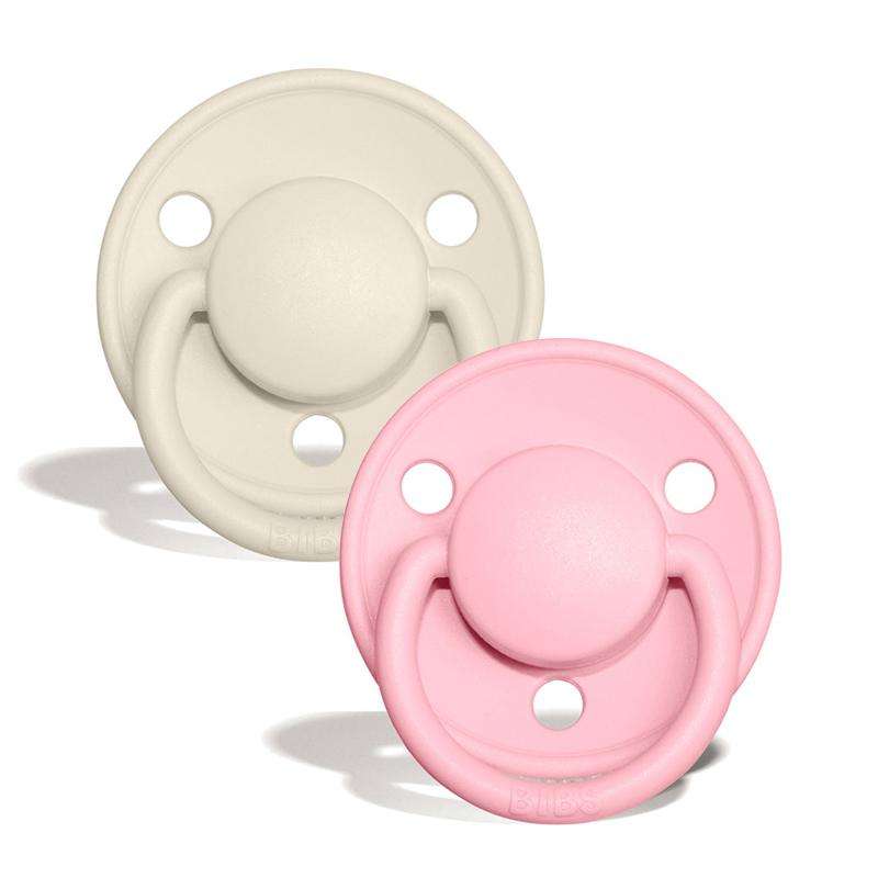 BIBS De Lux Pacifier - 2-Pack - Size 1 - Natural rubber - Ivory/Baby Pink