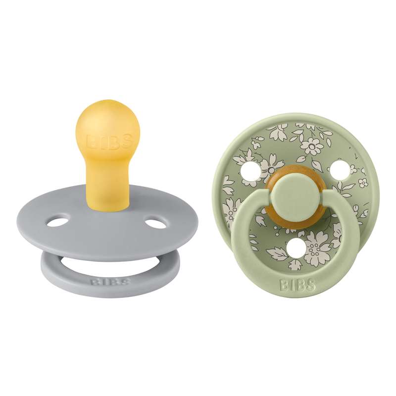 BIBS Round Colour Pacifier - 2-Pack - Size 1 - Natural rubber - Liberty - Capel/Sage Mix
