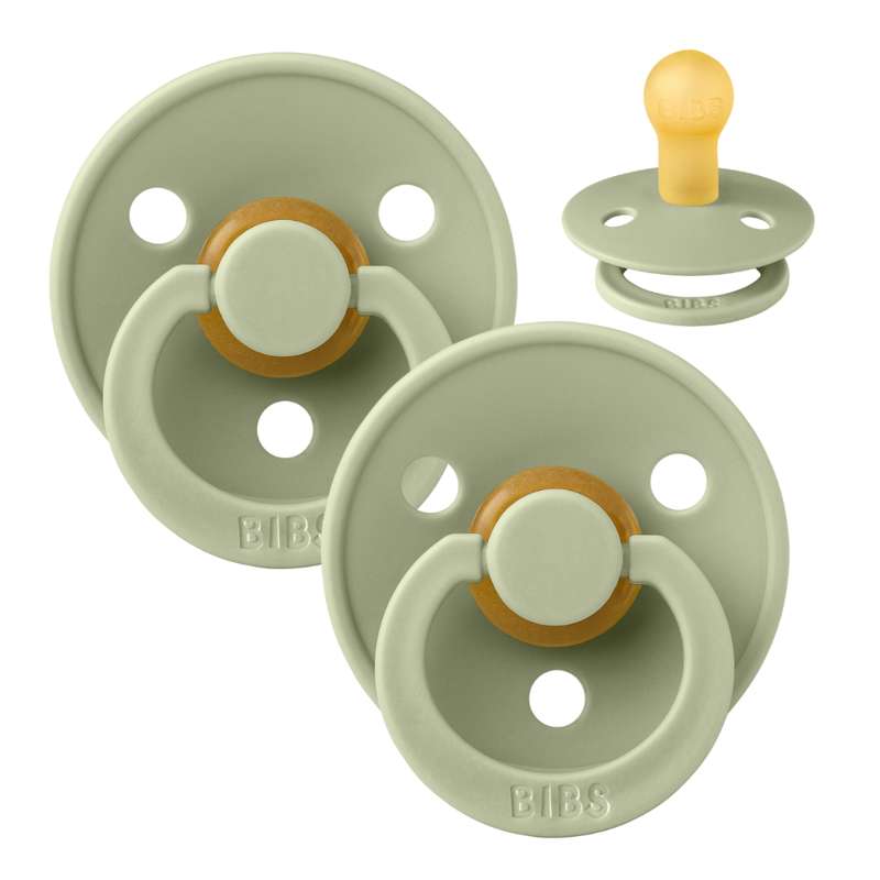 BIBS Round Colour Pacifier - 2-Pack - Size 1 - Natural rubber - Sage/Sage