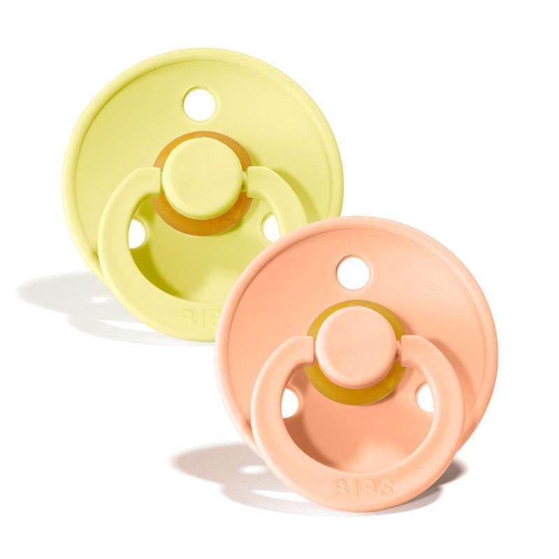 BIBS Round Colour Pacifier - 2-Pack - Size 1 - Natural rubber - Sunshine/Peach Sunset