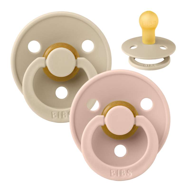 BIBS Round Colour Pacifier - 2-Pack - Size 1 - Natural rubber - Vanilla/Blush
