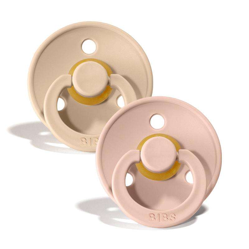 BIBS Round Colour Pacifier - 2-Pack - Size 1 - Natural rubber - Vanilla/Blush