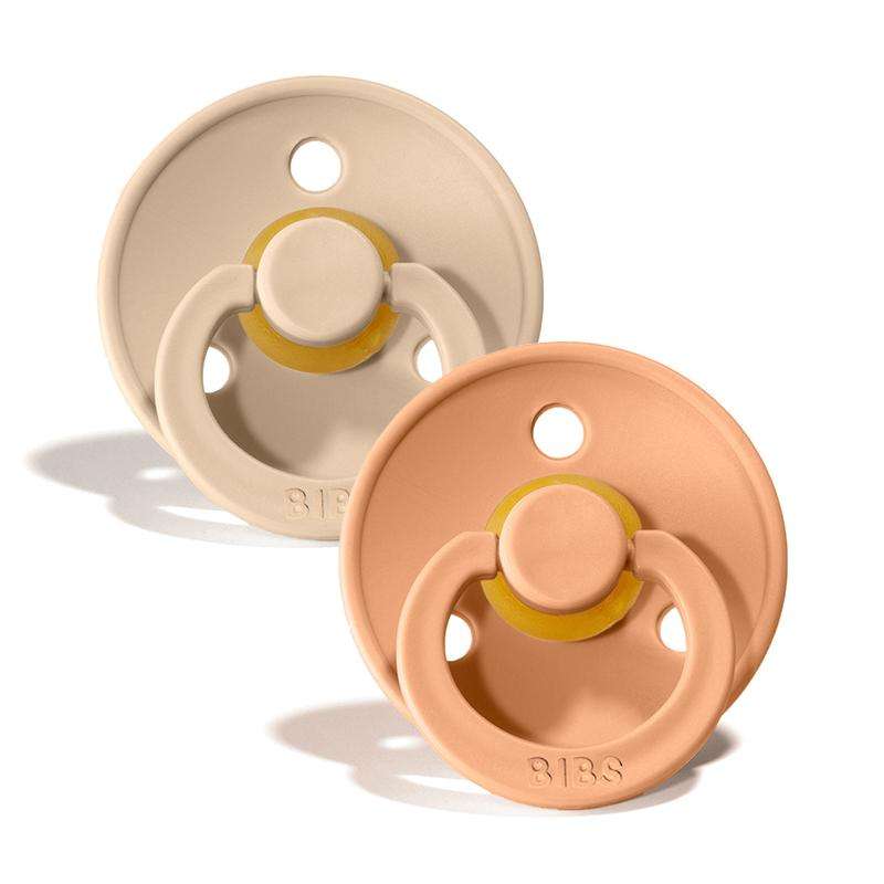 BIBS Round Colour Pacifier - 2-Pack - Size 1 - Natural rubber - Vanilla/Peach