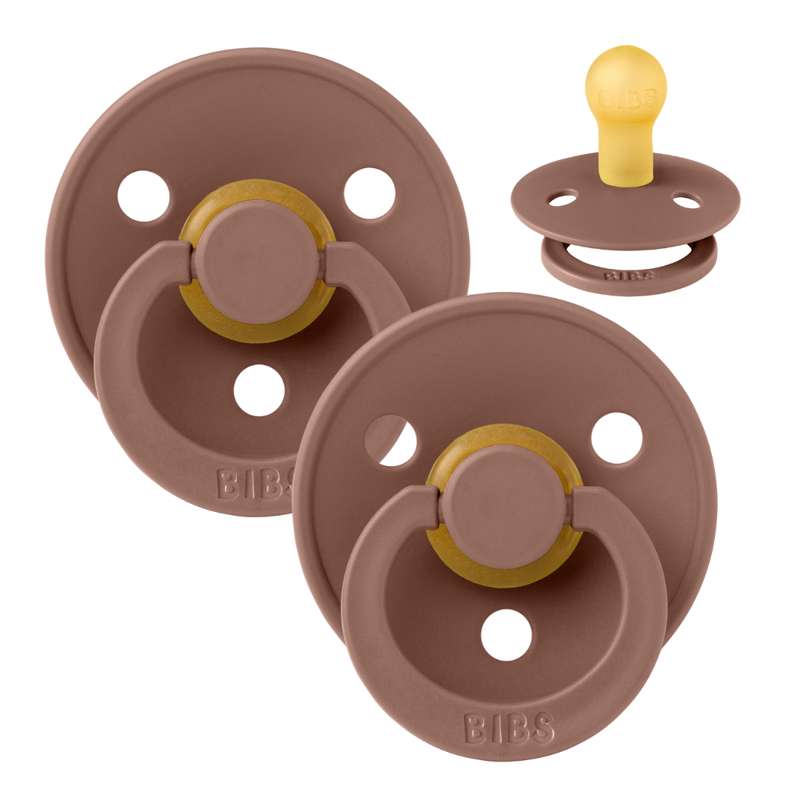 BIBS Round Colour Pacifier - 2-Pack - Size 1 - Natural rubber - Woodchuck/Woodchuck