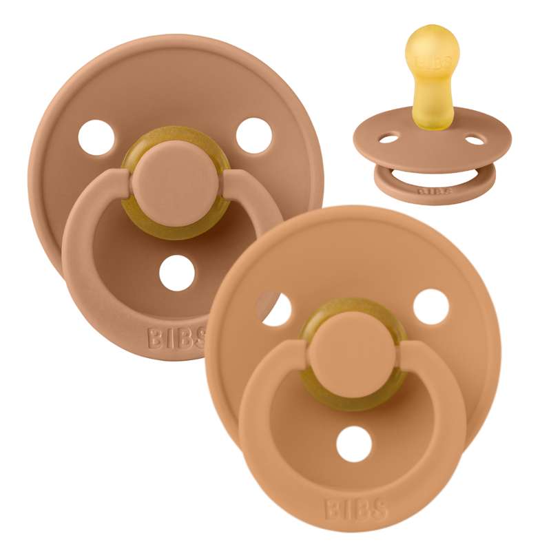 BIBS Round Colour Pacifier - 2-Pack - Size 2 - Natural rubber - Earth/Pumpkin