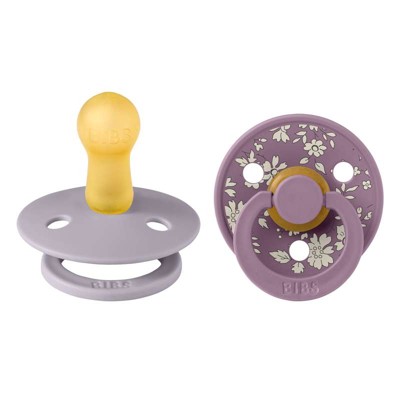 BIBS Round Colour Pacifier - 2-Pack - Size 2 - Natural rubber - Liberty - Capel/Fossil Grey Mix