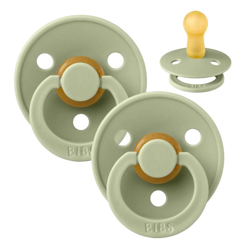 BIBS Round Colour Pacifier - 2-Pack - Size 2 - Natural rubber - Sage/Sage