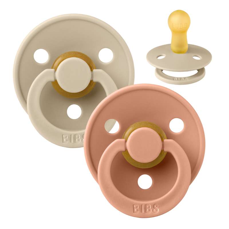 BIBS Round Colour Pacifier - 2-Pack - Size 2 - Natural rubber - Vanilla/Peach