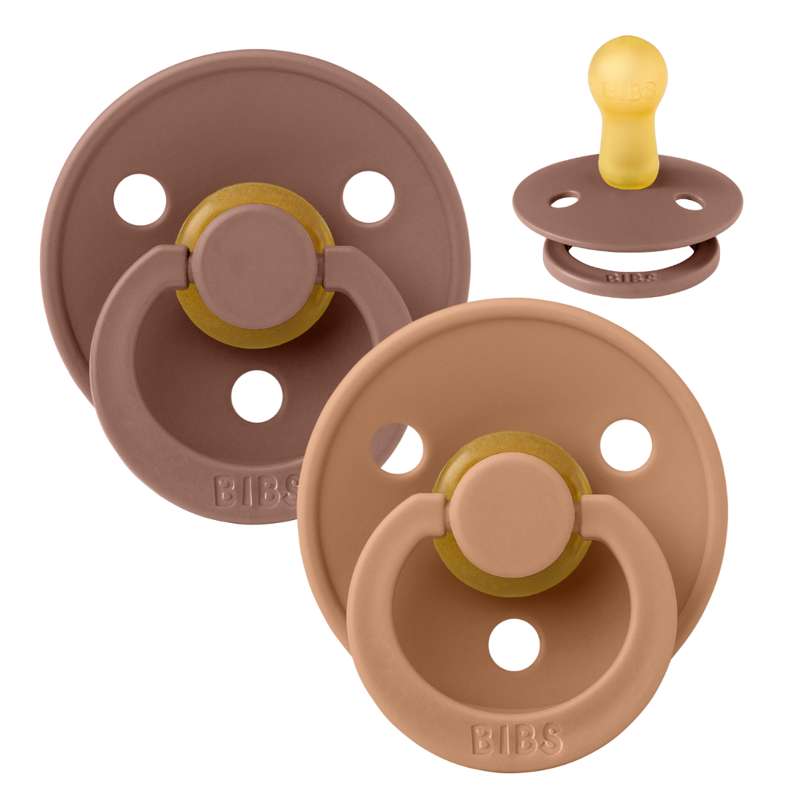BIBS Round Colour Pacifier - 2-Pack - Size 2 - Natural rubber - Woodchuck/Earth