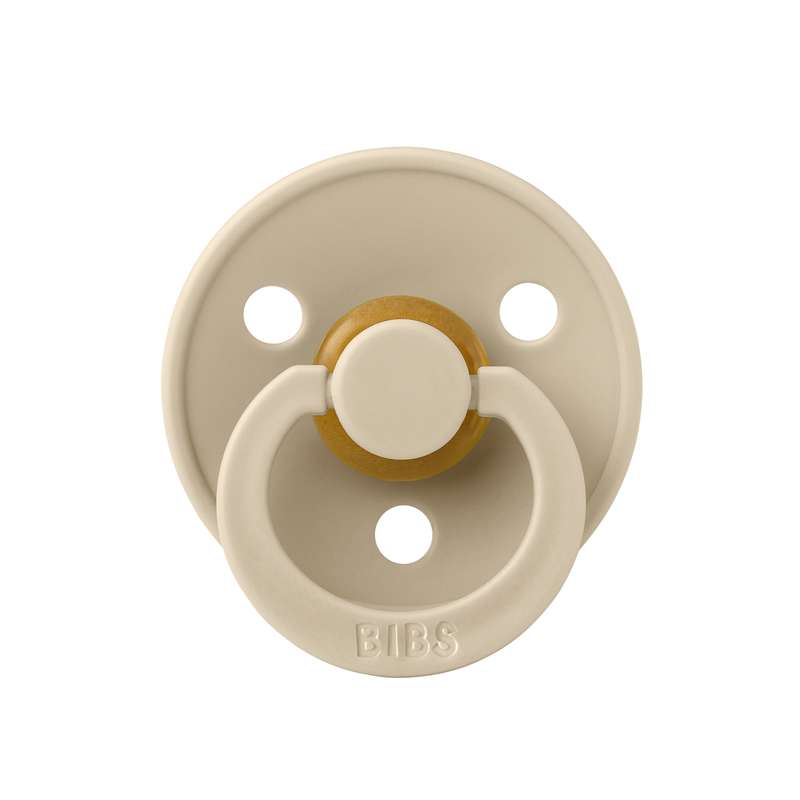 BIBS Round Colour Pacifier - 2-Pack - Size 3 - Natural rubber - Vanilla/Dark Oak