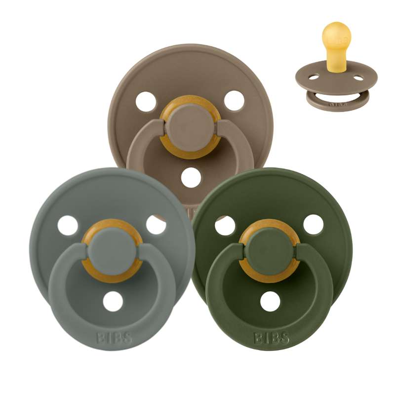 BIBS Round Colour Pacifier - Bundle - 3 pcs. - Size 1 - Forest Floor