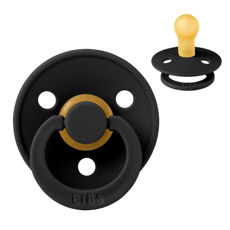 BIBS Round Colour Pacifier - Size 1 - Natural rubber - Black