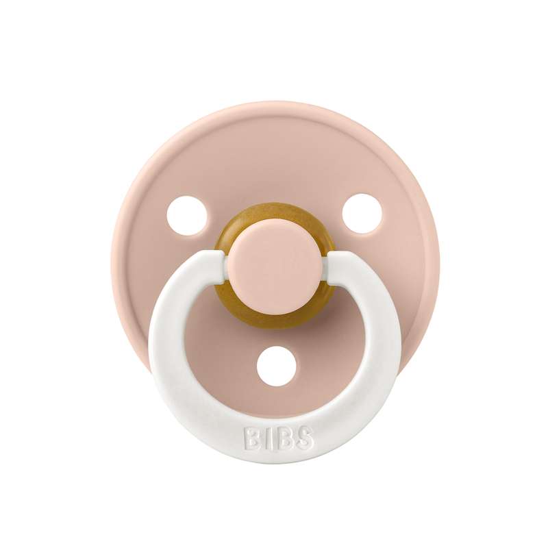 BIBS Round Colour Pacifier - Size 2 - Natural rubber - GLOW - Blush