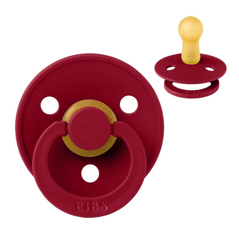 BIBS Round Colour Pacifier - Size 2 - Natural rubber - Ruby