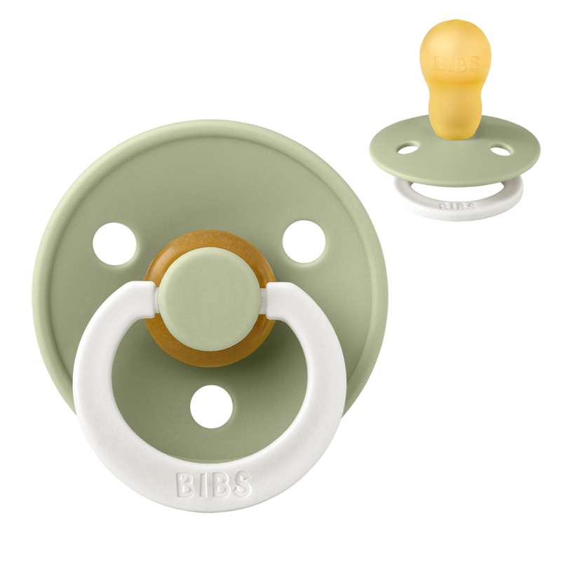 BIBS Round Colour Pacifier - Size 3 - Natural rubber - GLOW - Sage