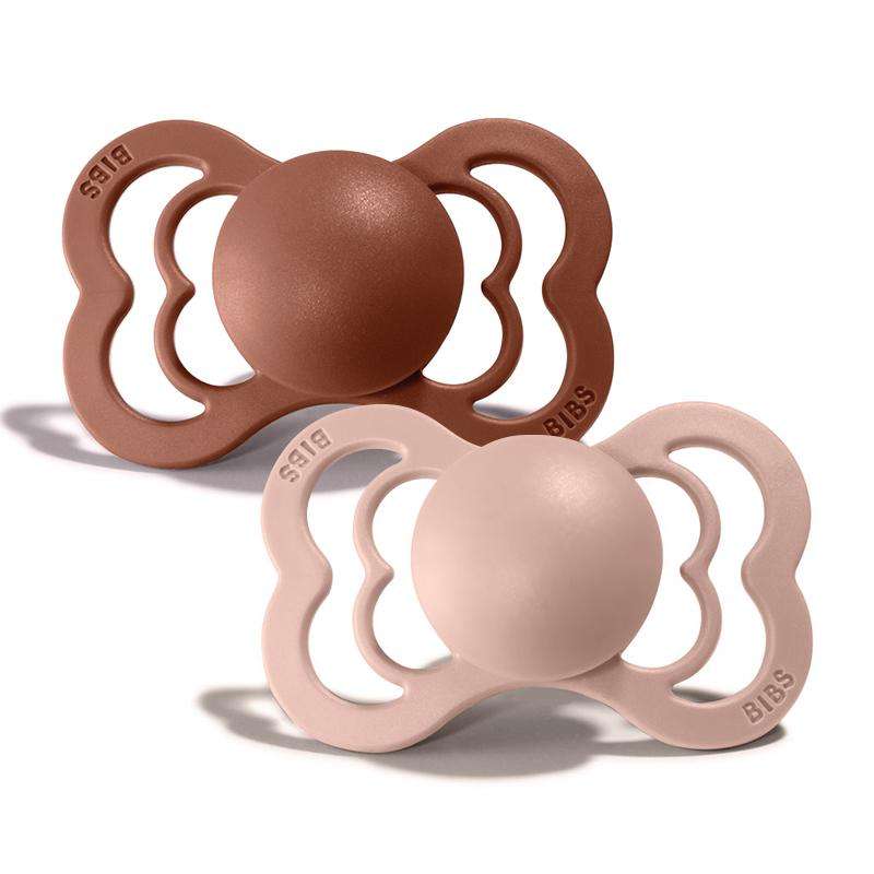 BIBS Supreme Pacifier - 2-Pack - Size 1 - Natural rubber - Woodchuck/Blush