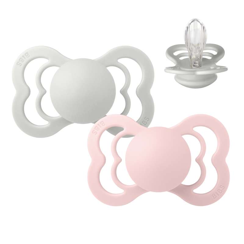 BIBS Supreme Pacifier - 2-Pack - Size 2 - Silicone - Haze/Blossom