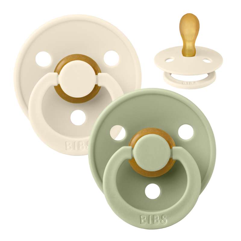 BIBS Symmetrisk Colour Pacifier - 2-Pack - Size 2 - Natural rubber - Ivory/Sage