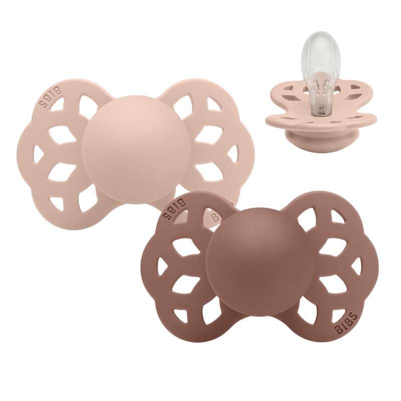 BIBS Symmetrisk Infinity Pacifier - 2-Pack - Size 2 - Silicone - Blush/Woodchuck