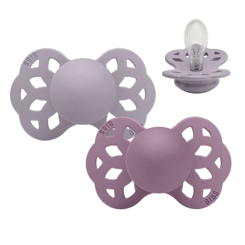 BIBS Symmetrisk Infinity Pacifier - 2-Pack - Size 2 - Silicone - Fossil Grey/Mauve