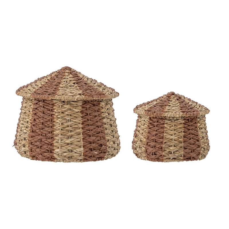 Bloomingville Ruddi Circus Baskets with Lid - 2 Pieces - Bankuan Grass