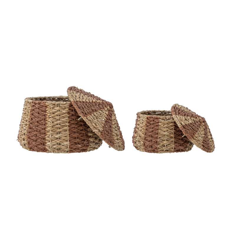 Bloomingville Ruddi Circus Baskets with Lid - 2 Pieces - Bankuan Grass