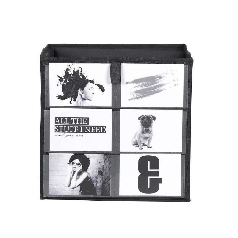 Box for room divider - Black with photo pockets