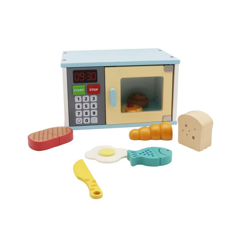 Kid'oh Play Food Microwave in wood with sound and light