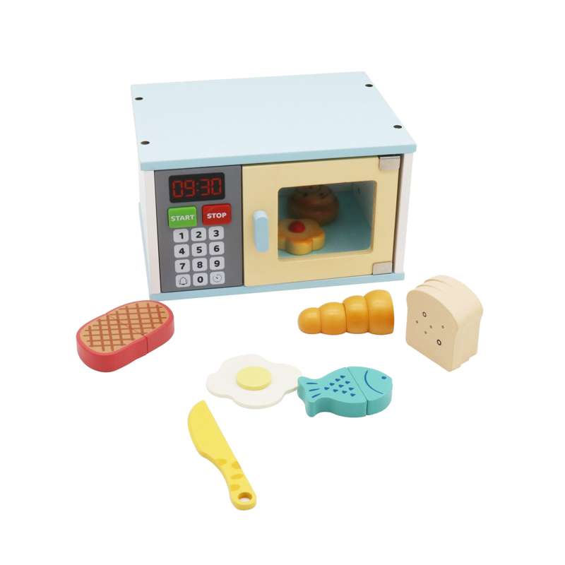 Kid'oh Play Food Microwave in wood with sound and light