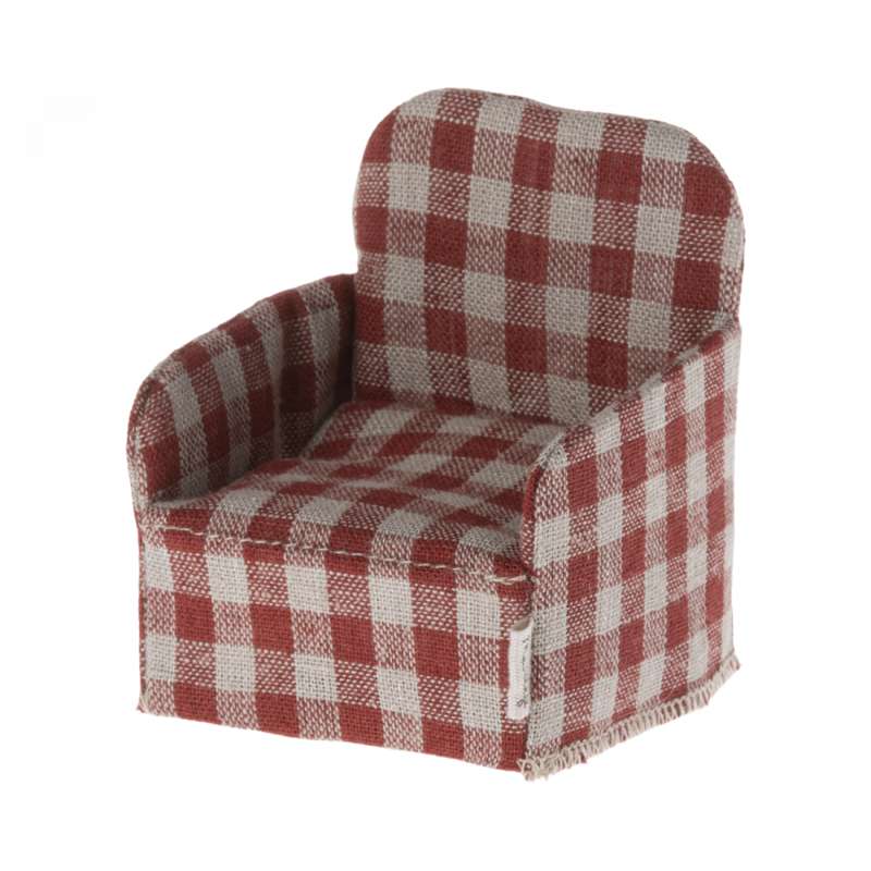 Maileg Armchair - Red checkered (8 cm.)