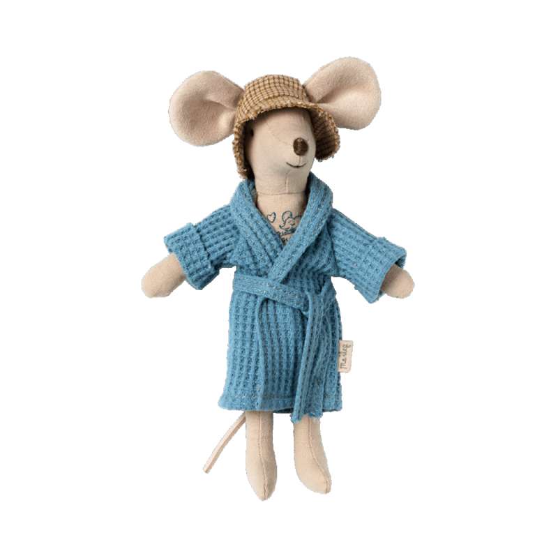 Maileg Clothes for Father Mouse - Bathrobe (Dusty Blue)