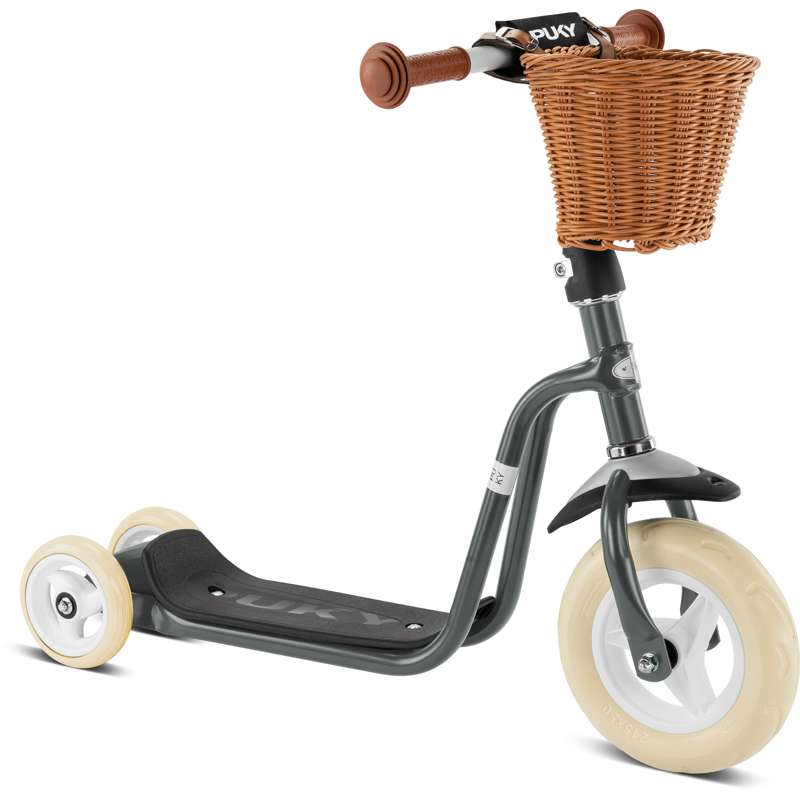 PUKY R 1 - Scooter with 3 Wheels and Bicycle Basket - Anthracite