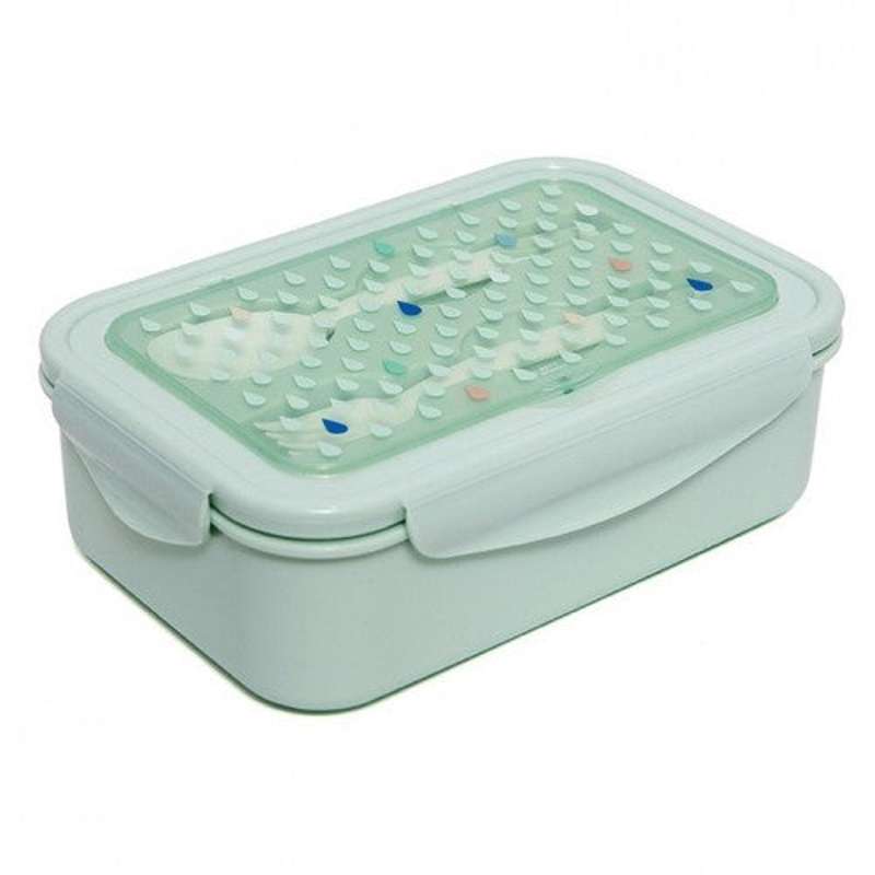 Petit Monkey Lunchbox with cutlery - drops (mint)