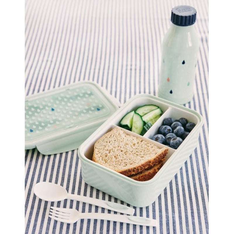 Petit Monkey Lunchbox with cutlery - drops (mint)