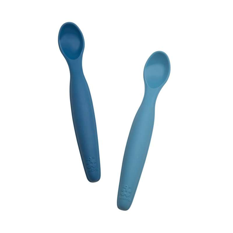 Silicone spoon set, long, vintage blue