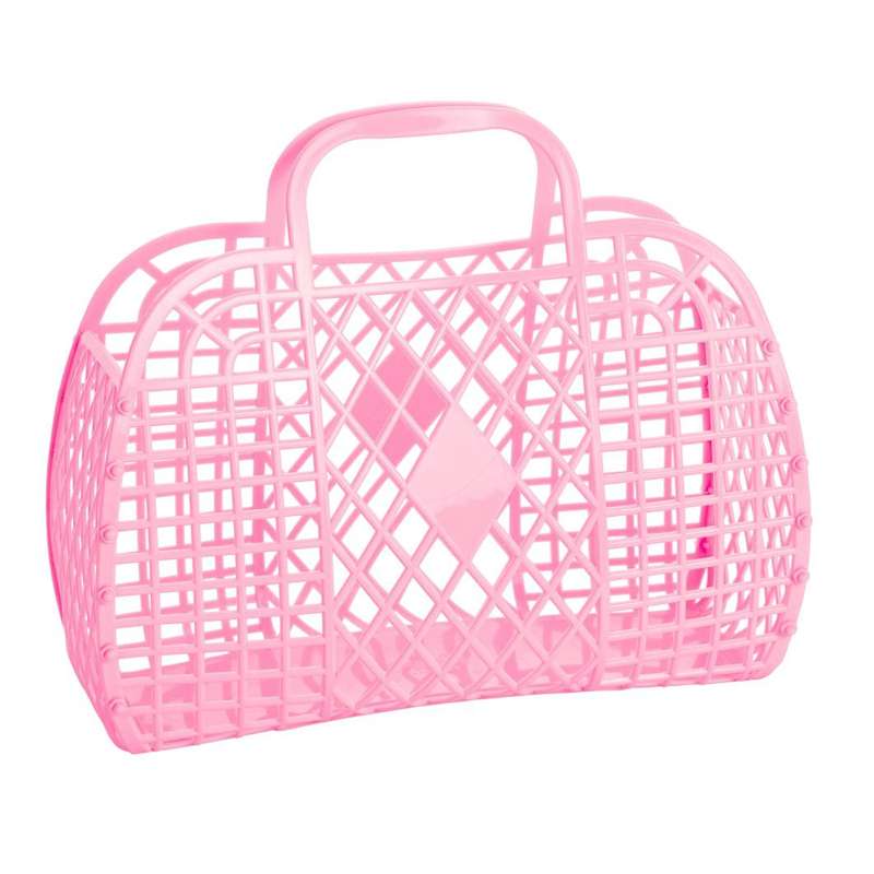Sun Jellies Retro Basket Beach Bag - Large - Bubblegum Pink