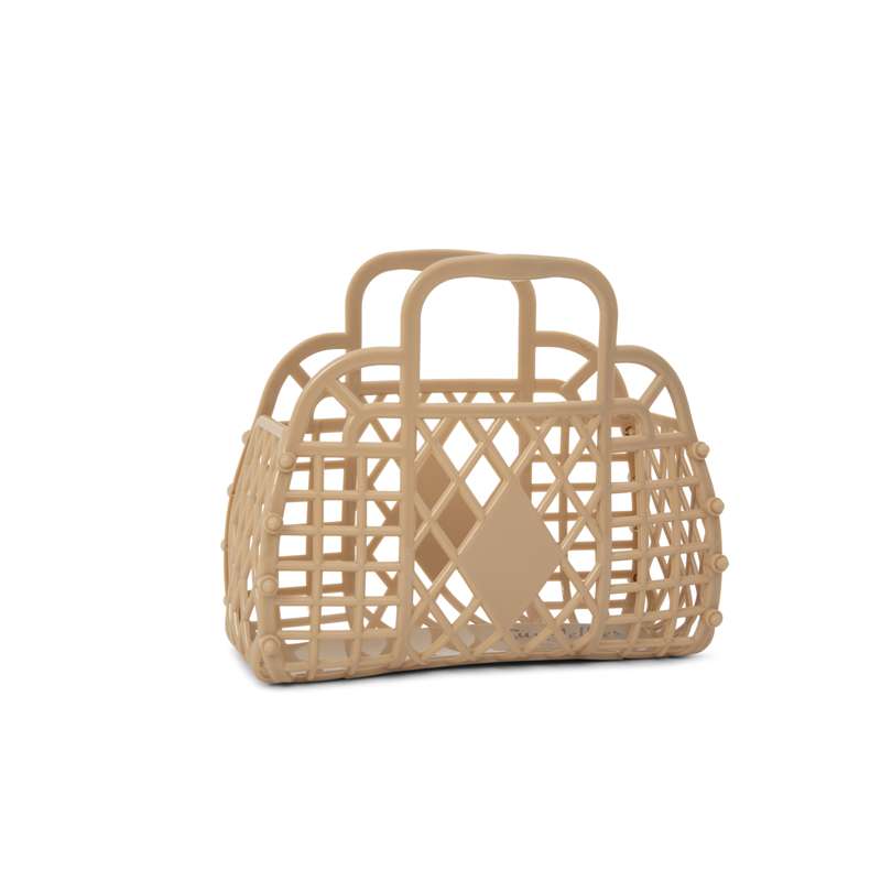 Sun Jellies Retro Basket Beach Bag - Mini - Latte