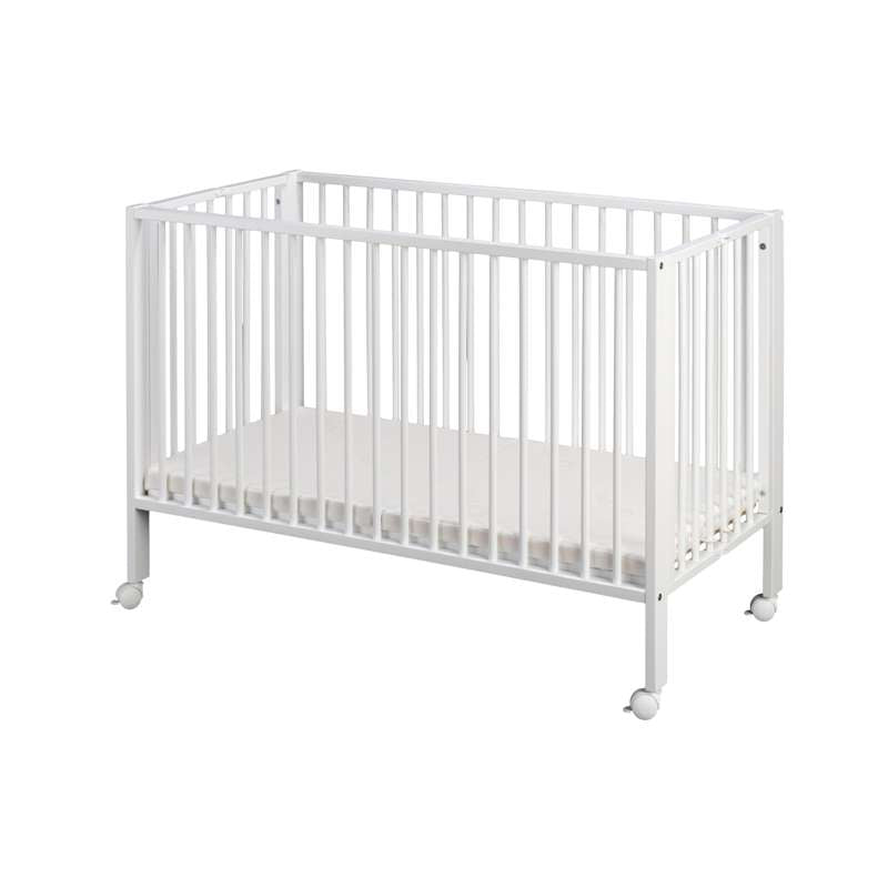TiSsi Foldable children's bed TiSsi in solid beech - white including foldable mattress